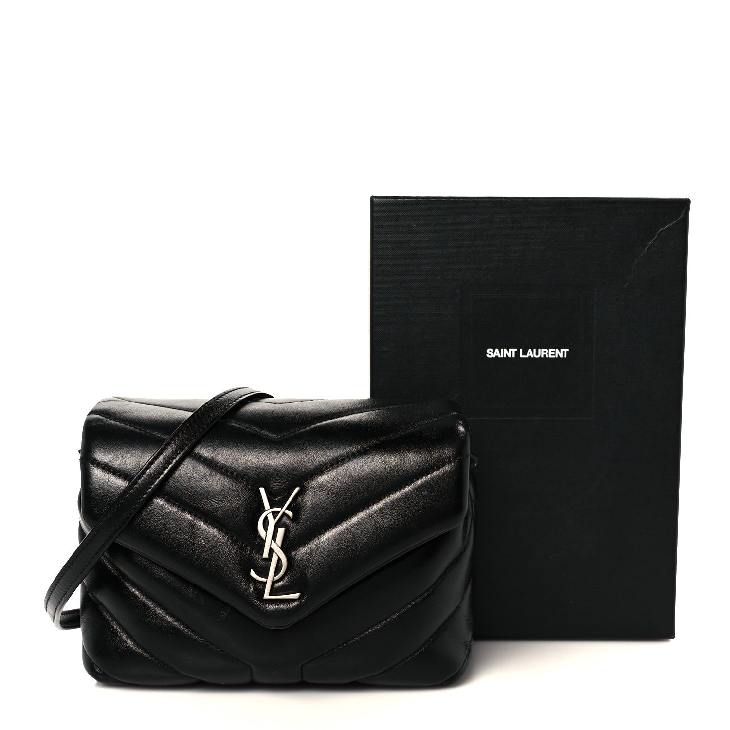 Saint Laurent Calfskin Y Quilted Monogram Toy Loulou Crossbody Bag Black 12 of 12