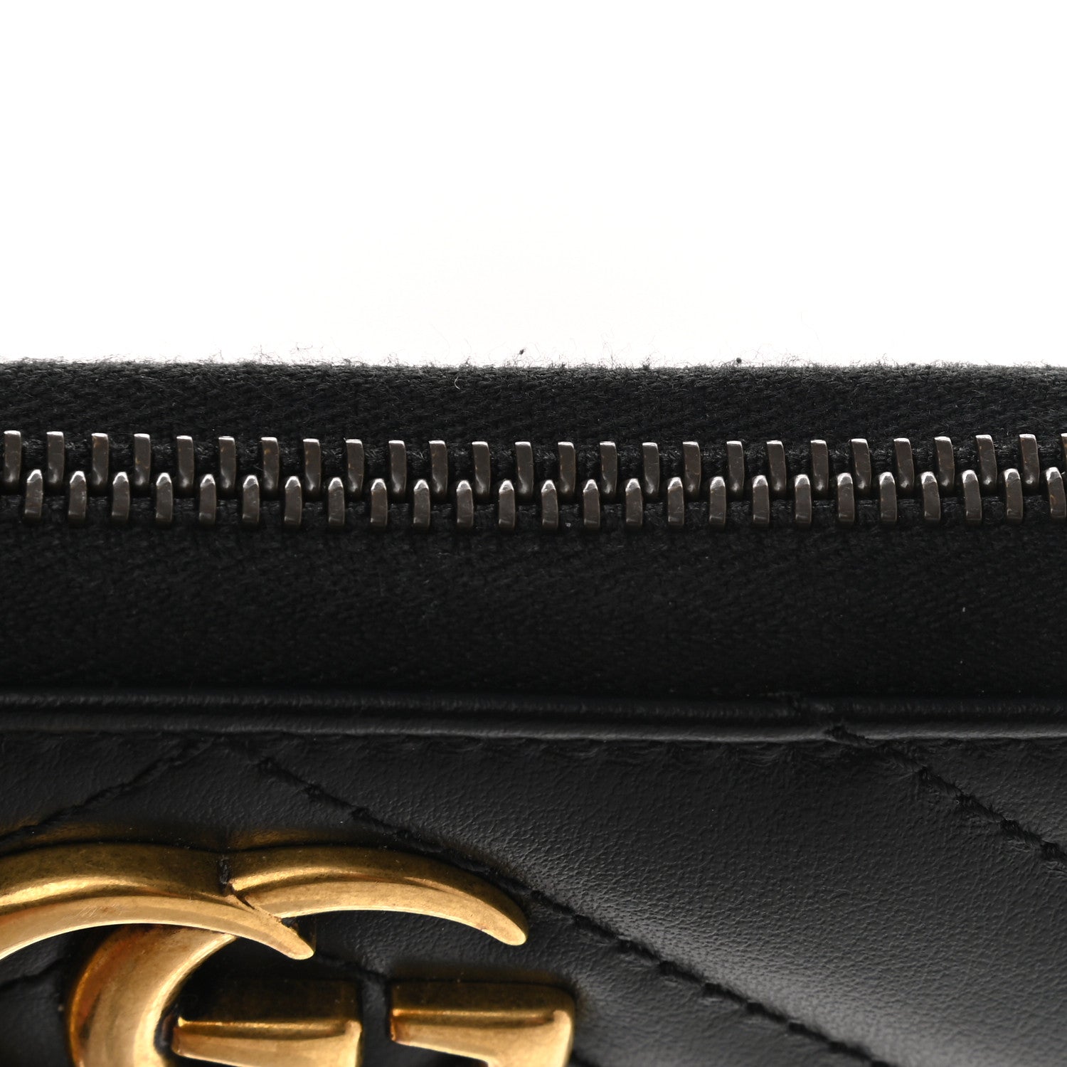 Gucci Calfskin Matelasse GG Marmont Zip Around Wallet Black 8 of 9
