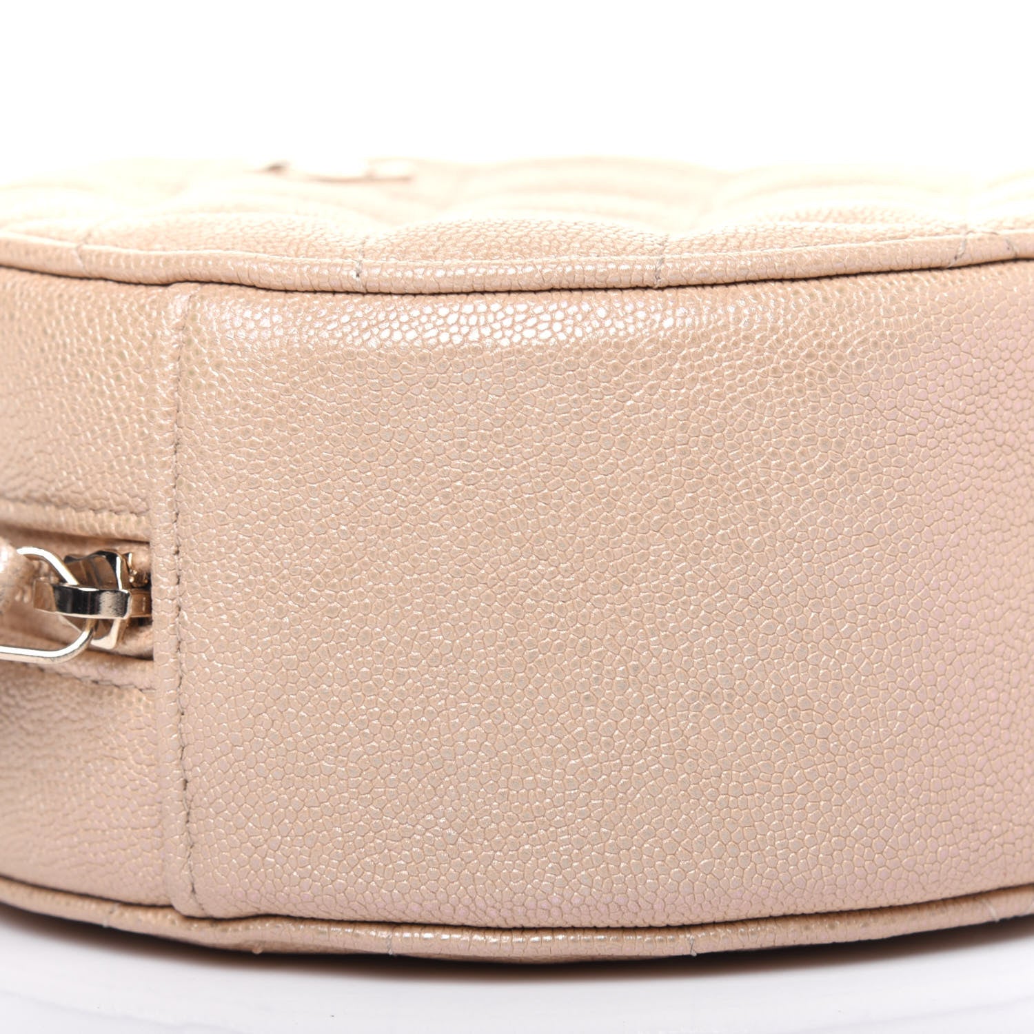 Chanel Iridescent Caviar Quilted Round Clutch With Chain Beige 8 of 10