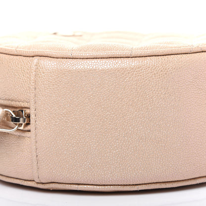 Chanel Iridescent Caviar Quilted Round Clutch With Chain Beige 8 of 10