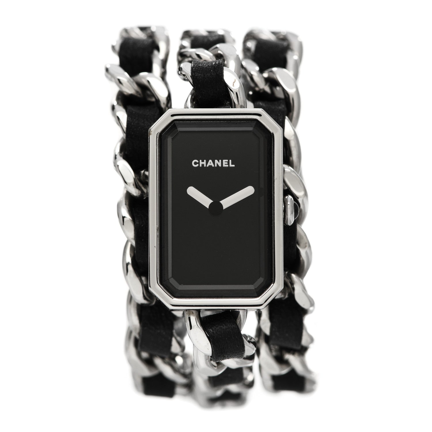 Chanel Stainless Steel Lambskin 16mm Premiere Rock Triple Row Quartz Watch Black 1 of 5