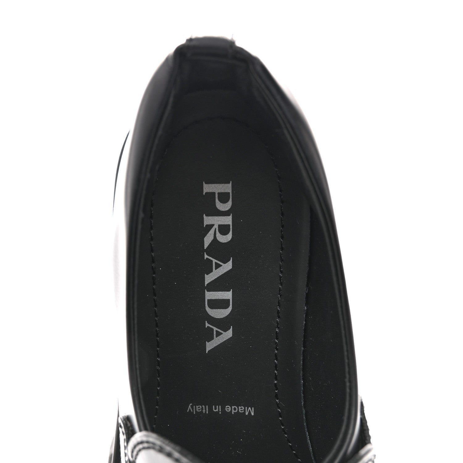 Prada Spazzolato Rois Metal Triangle Logo Monolith 55mm Loafers 38.5 Black 37.5 Black 7 of 11