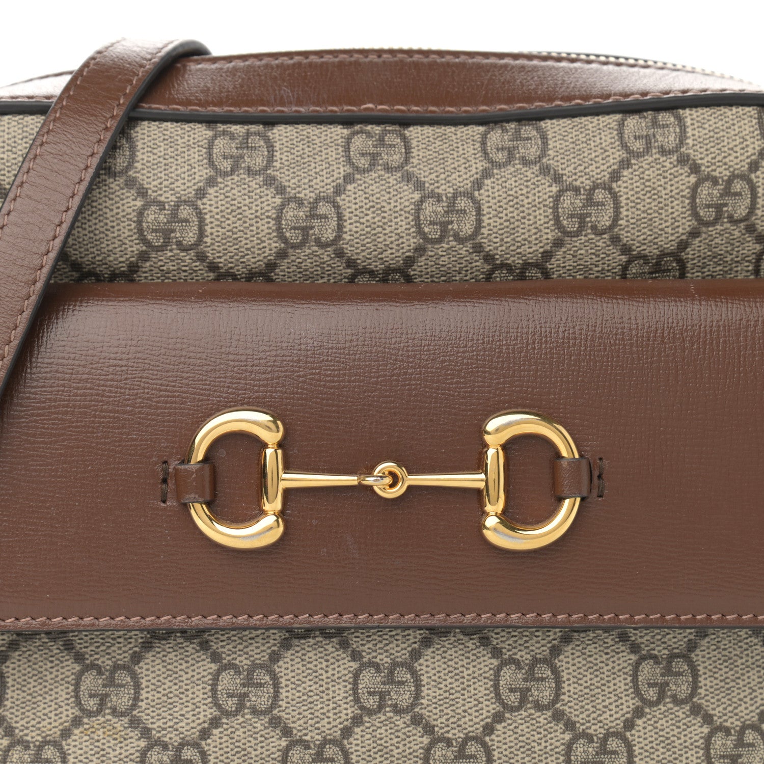 Gucci GG Supreme Monogram Small Horsebit 1955 Shoulder Bag Beige Brown Sugar 8 of 17