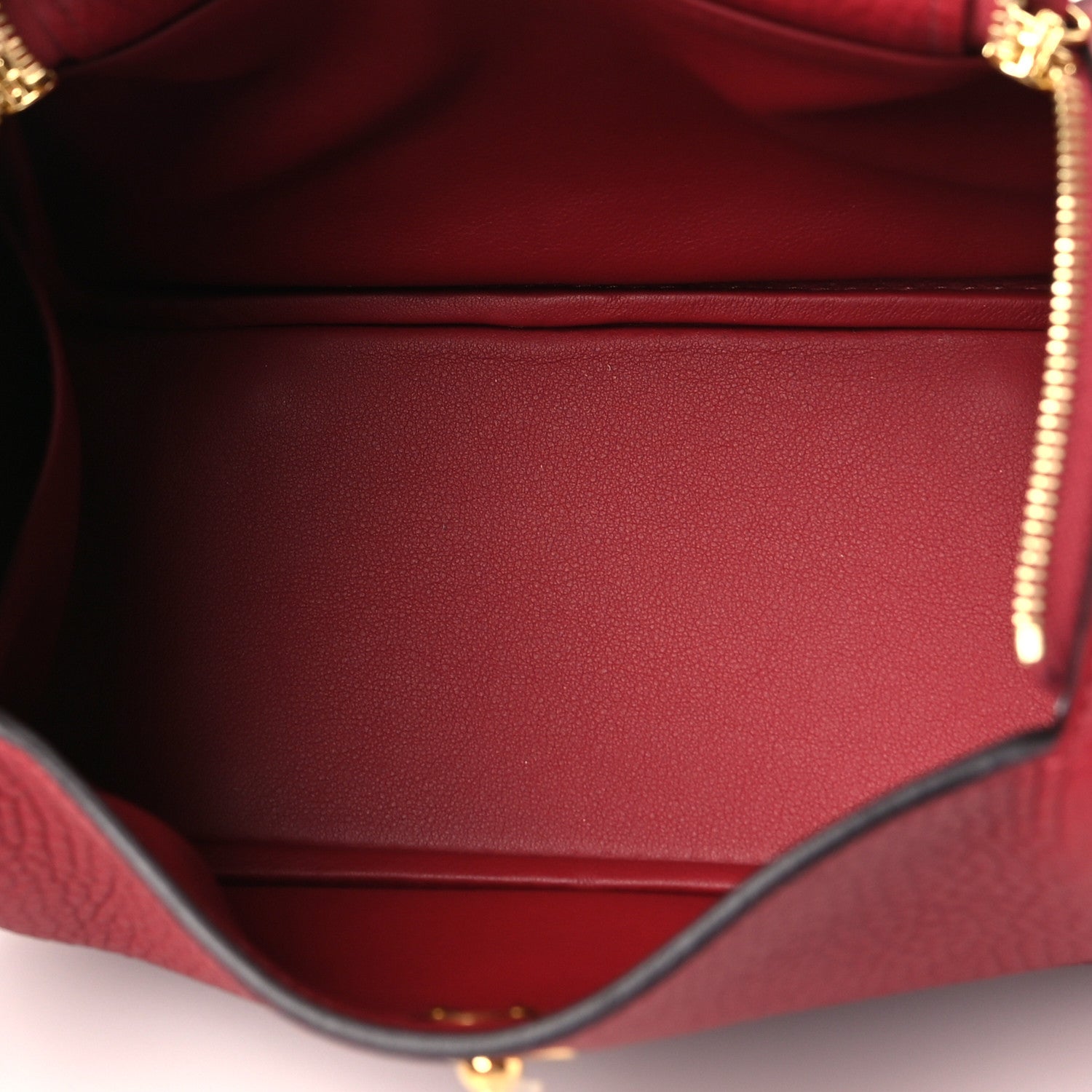 Hermes Taurillon Clemence Mini Lindy 20 Rouge Grenat 5 of 10
