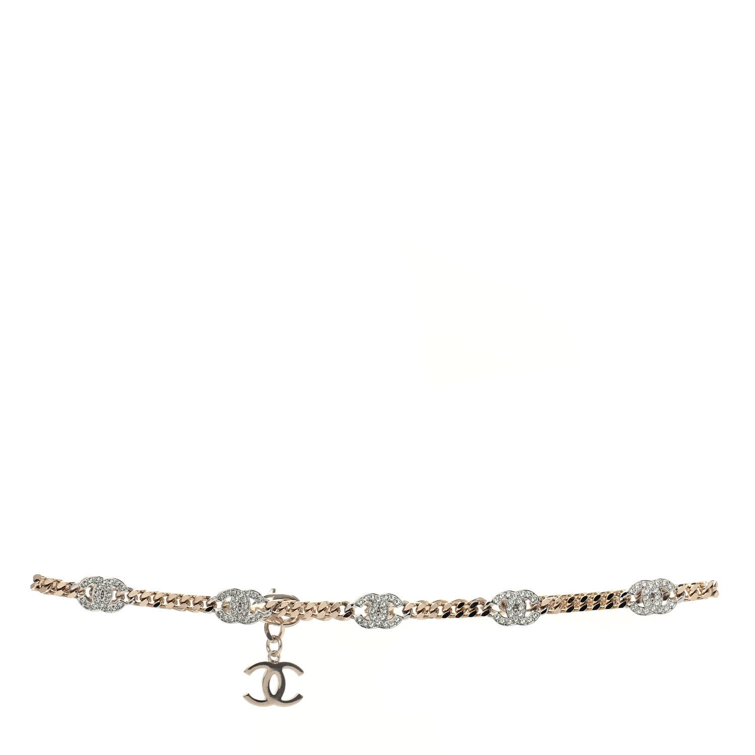 Chanel Crystal Chain CC Choker Gold Silver 1 of 4