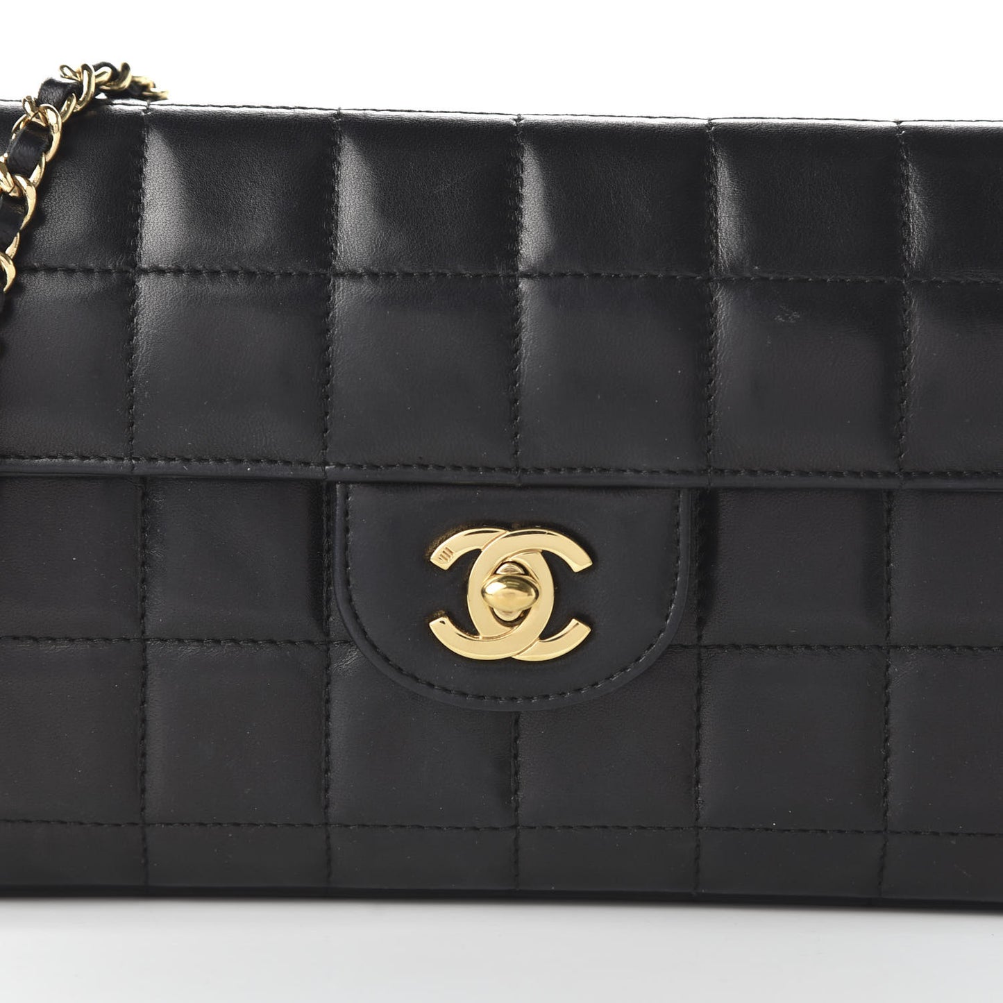 Lambskin East West Chocolate Bar Flap Black