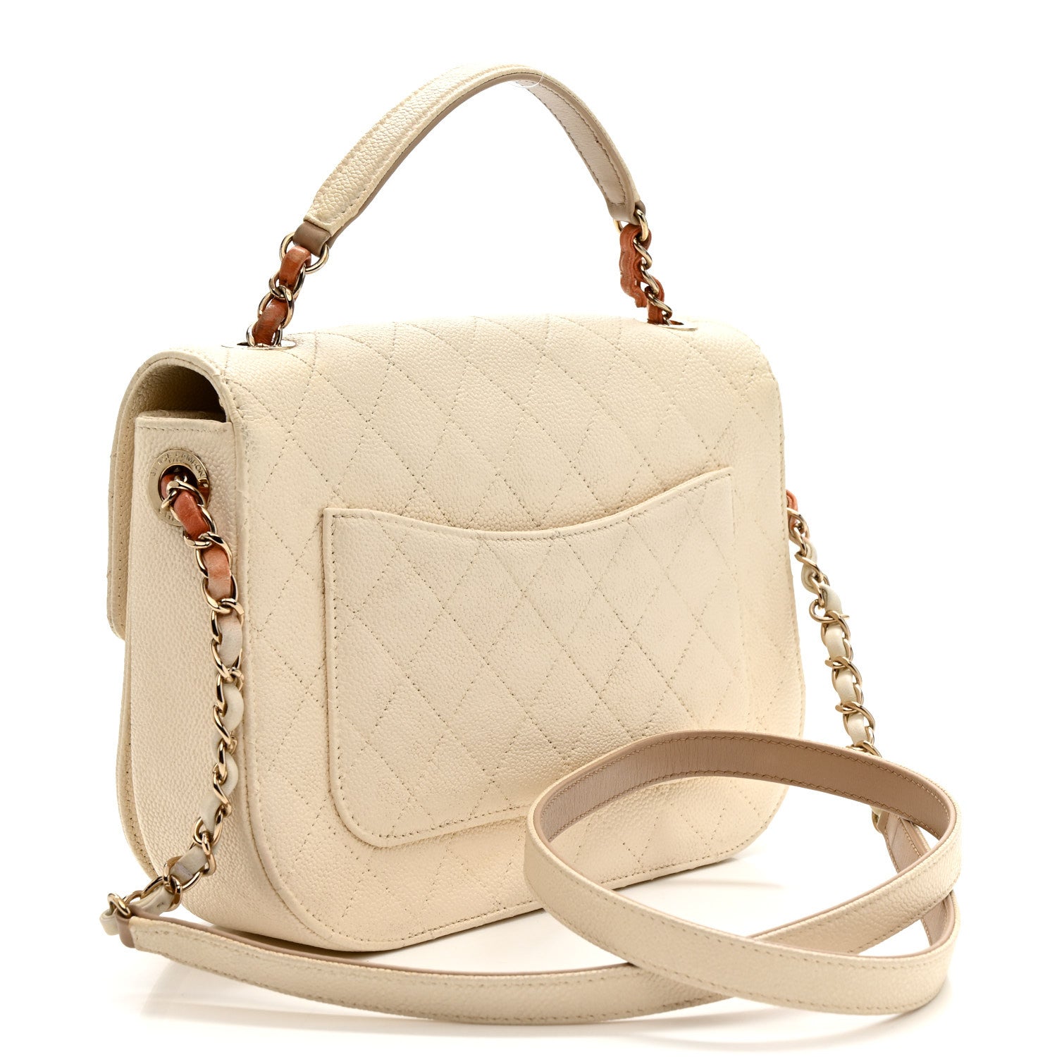 Chanel Grained Calfskin Quilted Small Cuba Top Handle Flap White 3 of 15