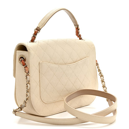 Chanel Grained Calfskin Quilted Small Cuba Top Handle Flap White 3 of 15