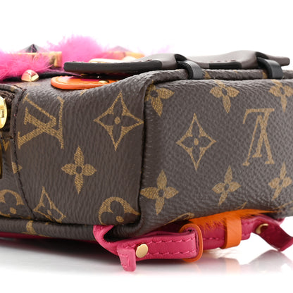 Louis Vuitton Monogram Calfskin Mink Fur Palm Springs Bear Bag Charm Key Holder Pink Orange 8 of 11