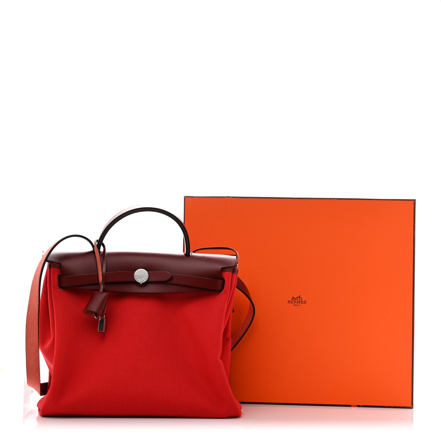 Hermes Military Toile Vache Hunter Herbag Zip Retourne 31 PM Rouge Radieux Rouge H 13 of 13