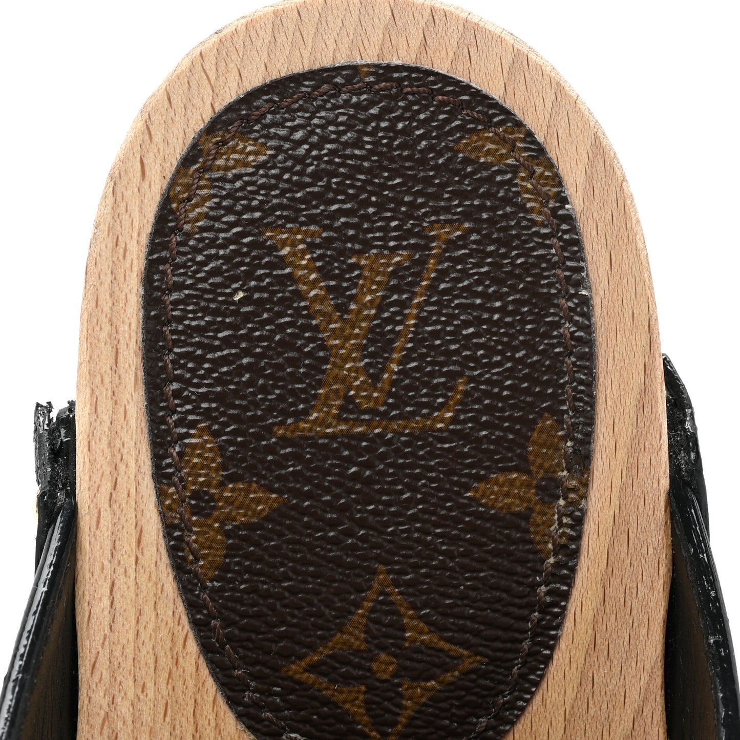 Calfskin Patent Monogram Cottage Clog Mules 40 Black