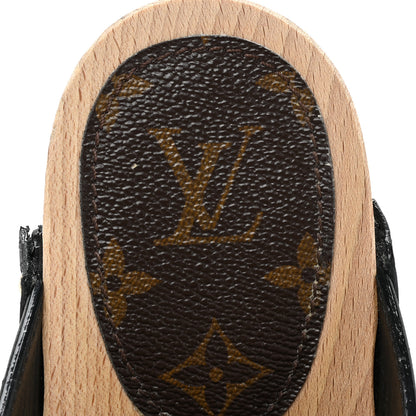 Louis Vuitton Calfskin Patent Monogram Cottage Clog Mules 40 Black 7 of 10