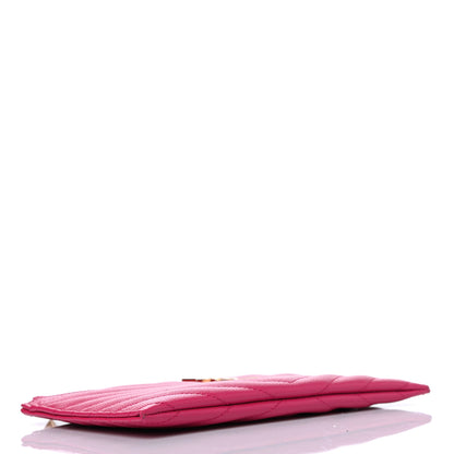 Saint Laurent Grain De Poudre Chevron Monogram Bill Pouch Bright Pink 3 of 4