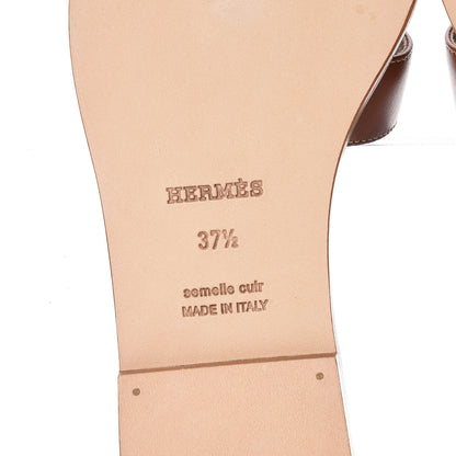 Hermes Box Calfskin Oran Sandals 37.5 Gold 6 of 9