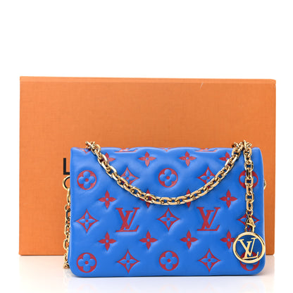 Louis Vuitton Lambskin Embossed Monogram Vuittamins Pochette Coussin Blue Red 11 of 11