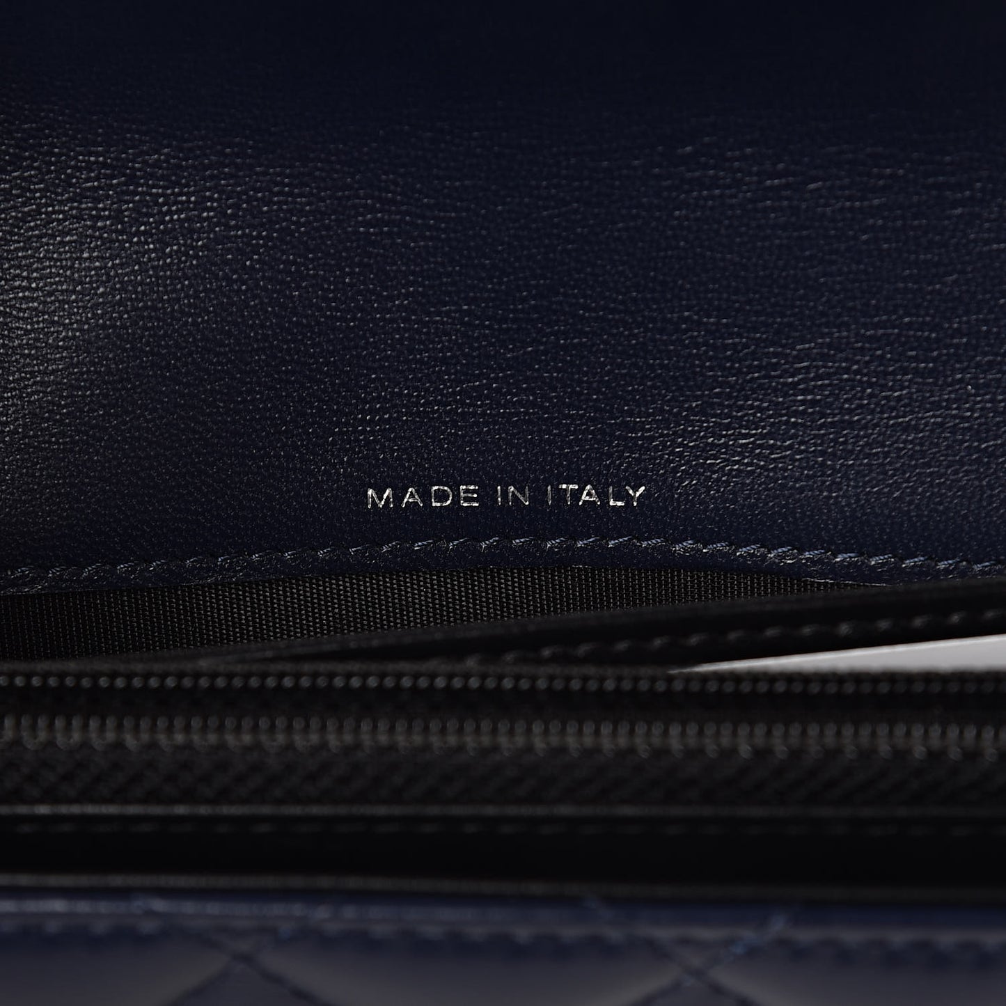 Lambskin Quilted Large Gusset Flap Wallet Navy Black