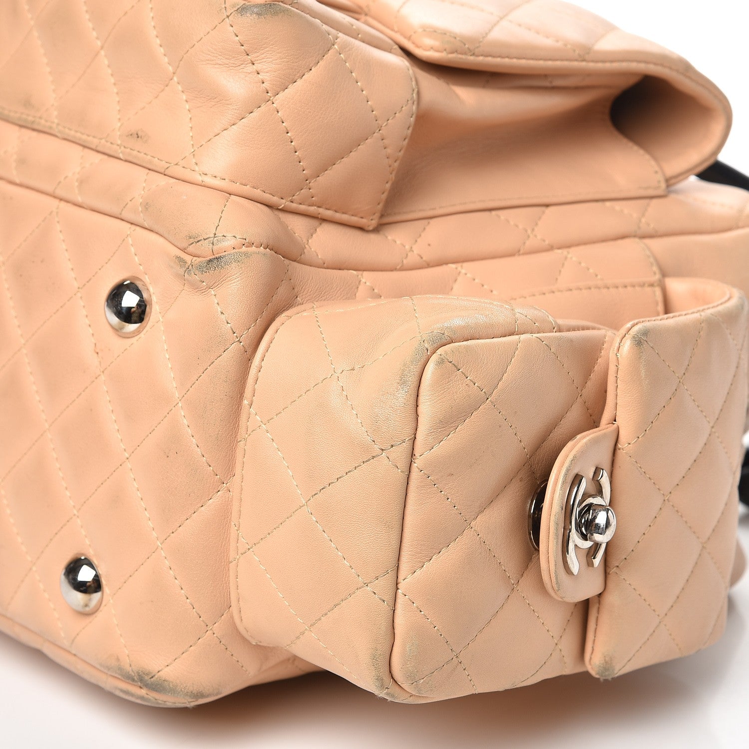 Chanel Calfskin Quilted Large Cambon Multipocket Reporter Beige Black 12 of 21