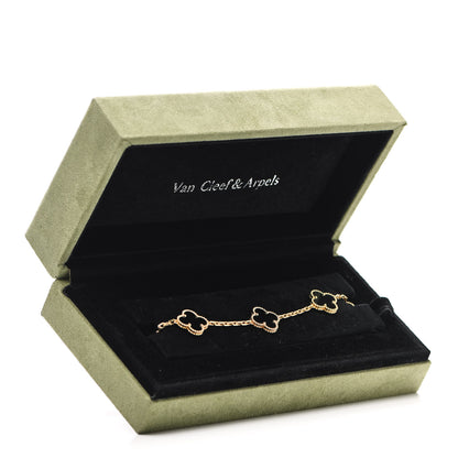 Van Cleef & Arpels 18K Yellow Gold Black Onyx 5 Motifs Vintage Alhambra Bracelet 5 of 5
