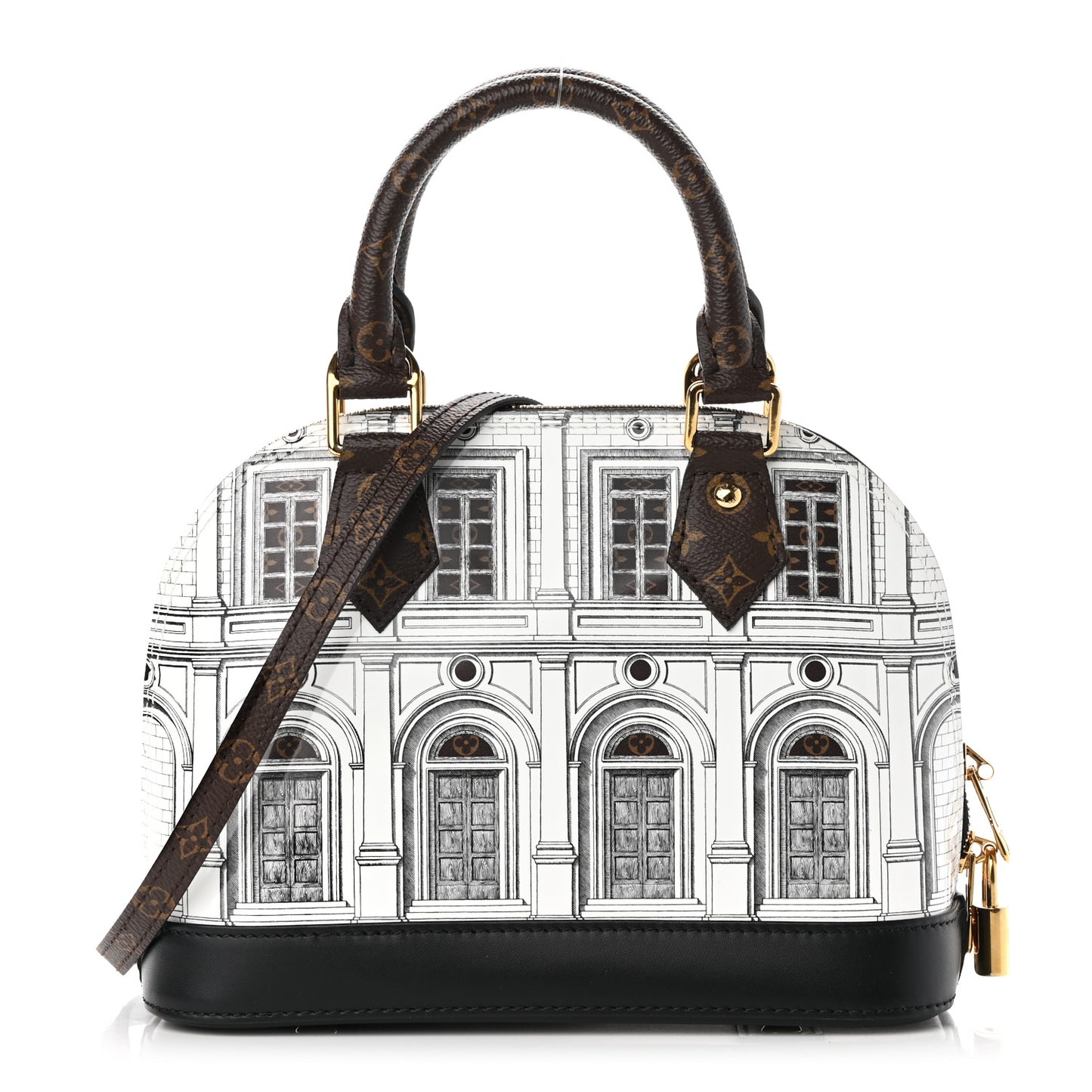 X FORNASETTI Calfskin Architettura Alma BB Black White
