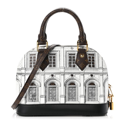 Louis Vuitton X FORNASETTI Calfskin Architettura Alma BB Black White 1 of 9