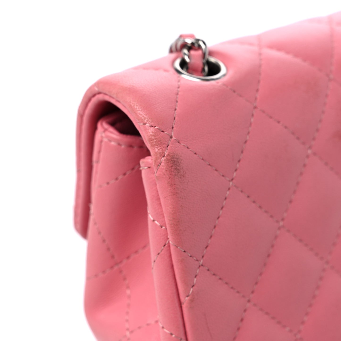 Lambskin Quilted Extra Mini Rectangular Flap Pink