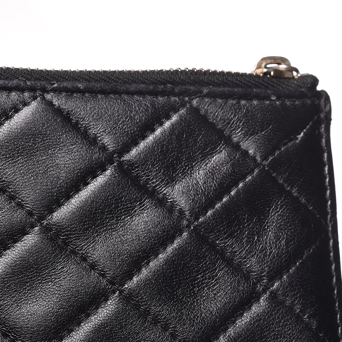 Lambskin Quilted Classic Flat Wallet Pouch Black