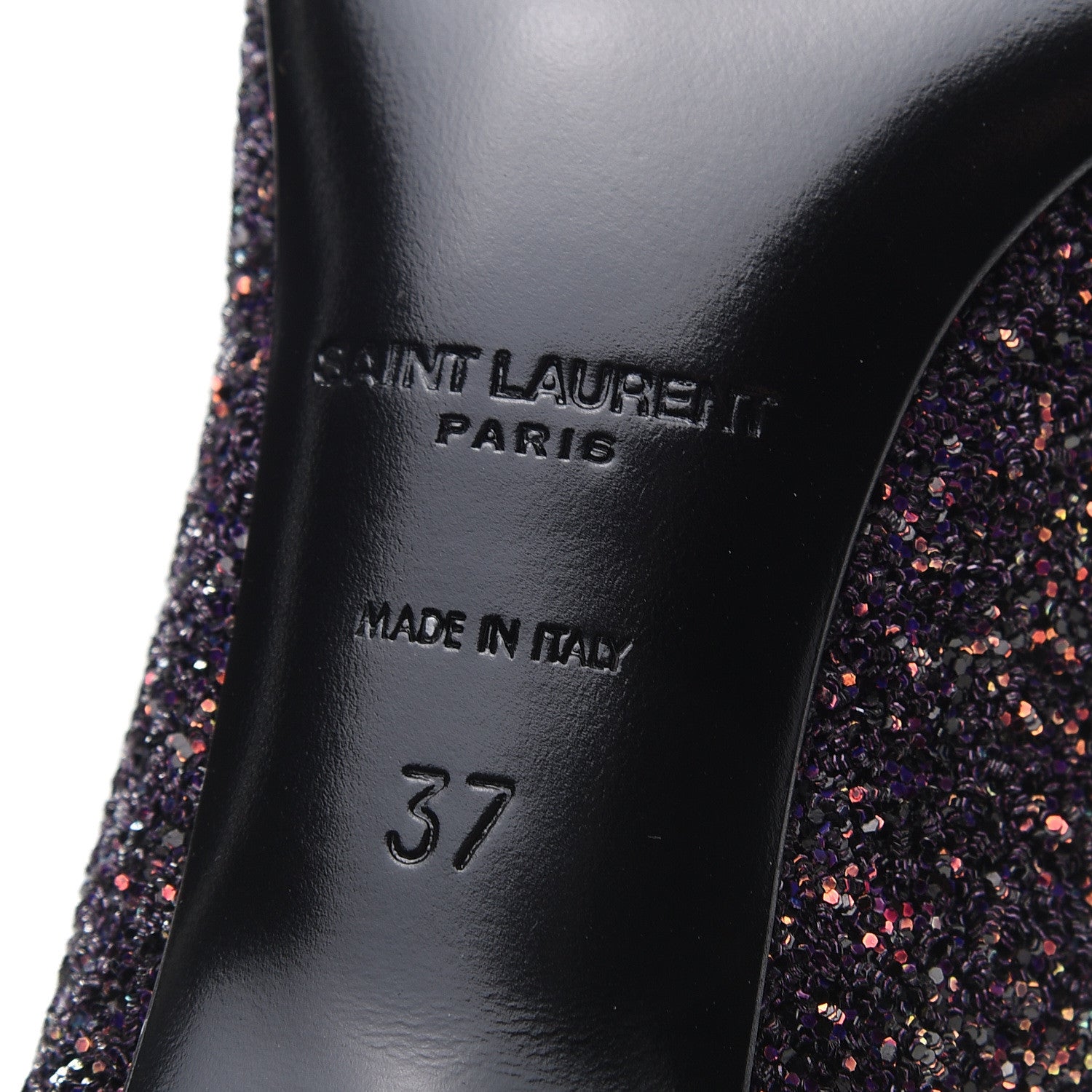 Saint Laurent Charlotte Glitter Point-toe Kitten-Heel Pumps 37 Purple 8 of 9