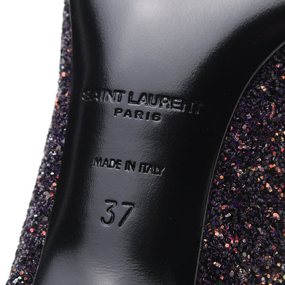 Saint Laurent Charlotte Glitter Point-toe Kitten-Heel Pumps 37 Purple 8 of 9