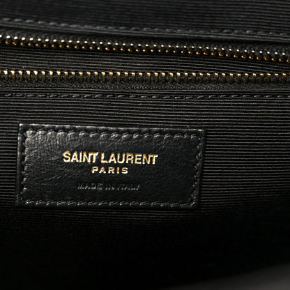 Saint Laurent Grain De Poudre Textured Mixed Matelasse Large Triquilt Monogram Satchel Black 6 of 11