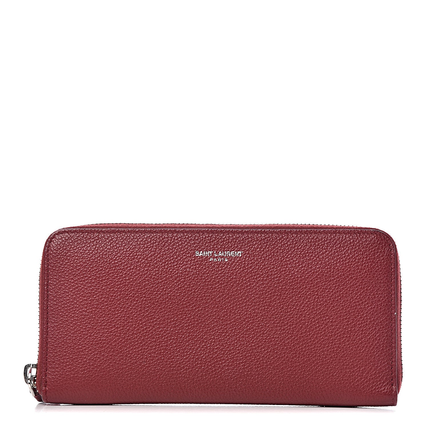 Saint Laurent Grained Calfskin Rive Gauche Zip Around Wallet Palissandre 1 of 9