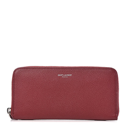Saint Laurent Grained Calfskin Rive Gauche Zip Around Wallet Palissandre 1 of 9