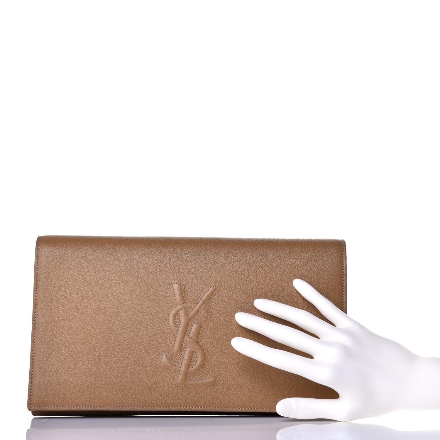 Saint Laurent Calfskin Monogram Large Belle De Jour Clutch Beige 2 of 8