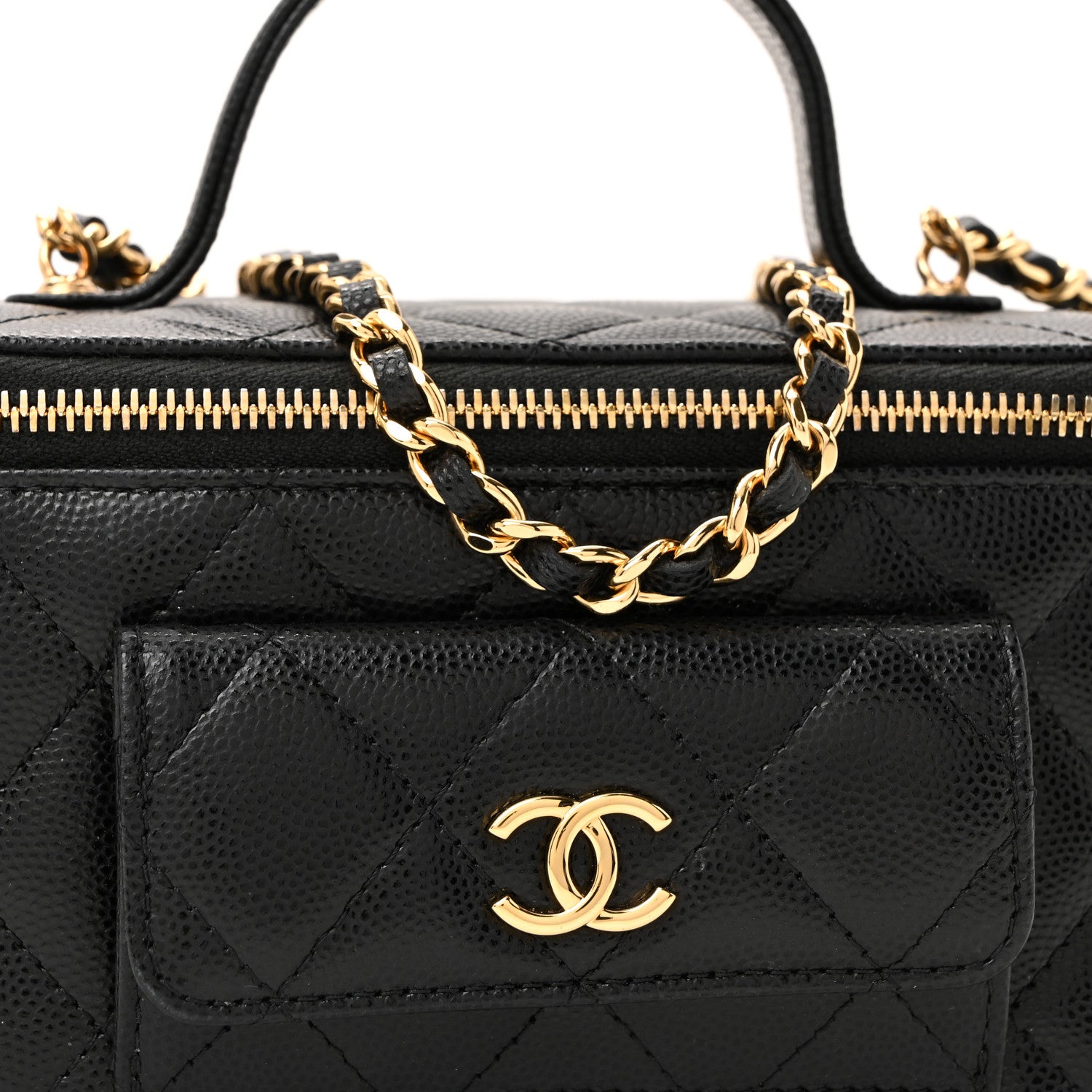 Chanel Caviar Quilted Polly Pocket East West Top Vanity With Chain Black 20 of 40