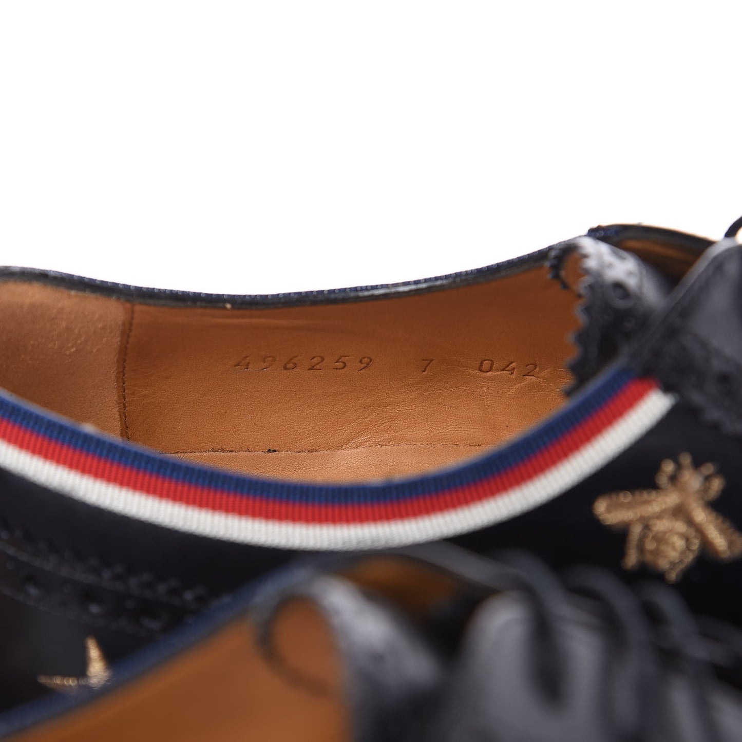 Calfskin Bee Star Embroidered Mens Captoe Derby Loafers 7 Black