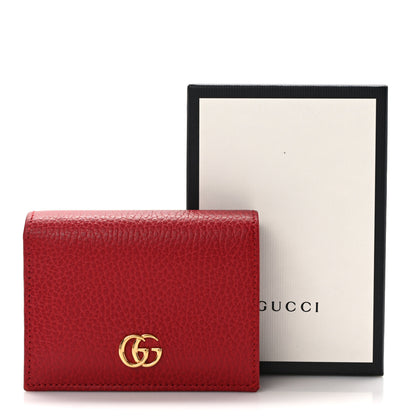 Gucci Pebbled Calfskin GG Marmont Card Case Hibiscus Red 9 of 9