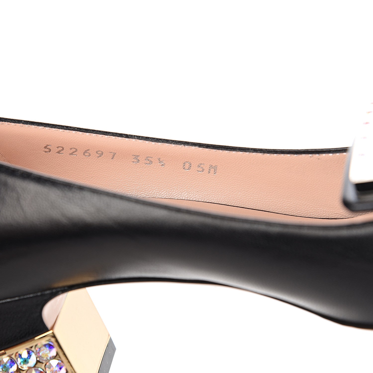 Gucci Malaga Kid Crystal Square G Madelyn Mid Heel Loafer Pumps 35.5 Black 8 of 9