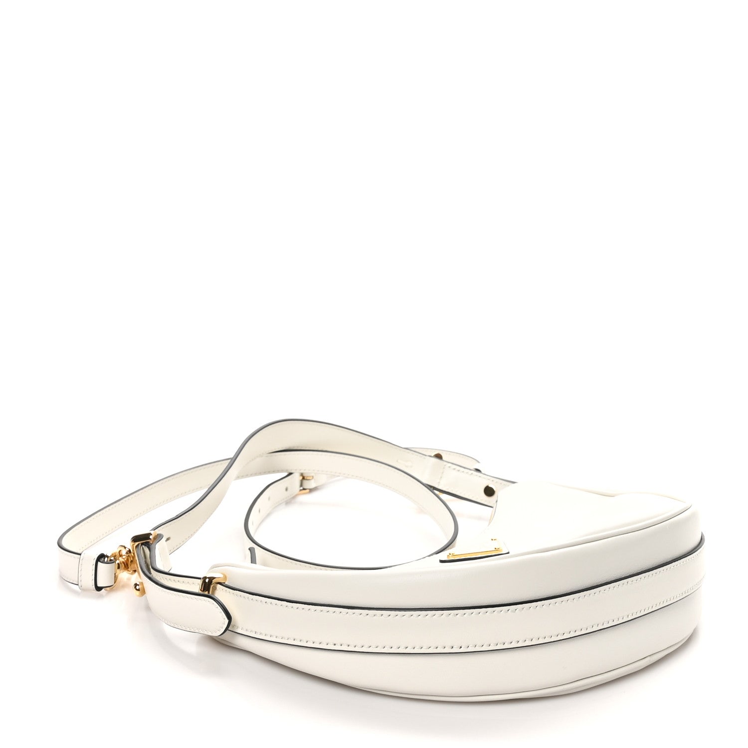 Prada Soft Calfskin Arque Shoulder Bag White 4 of 9