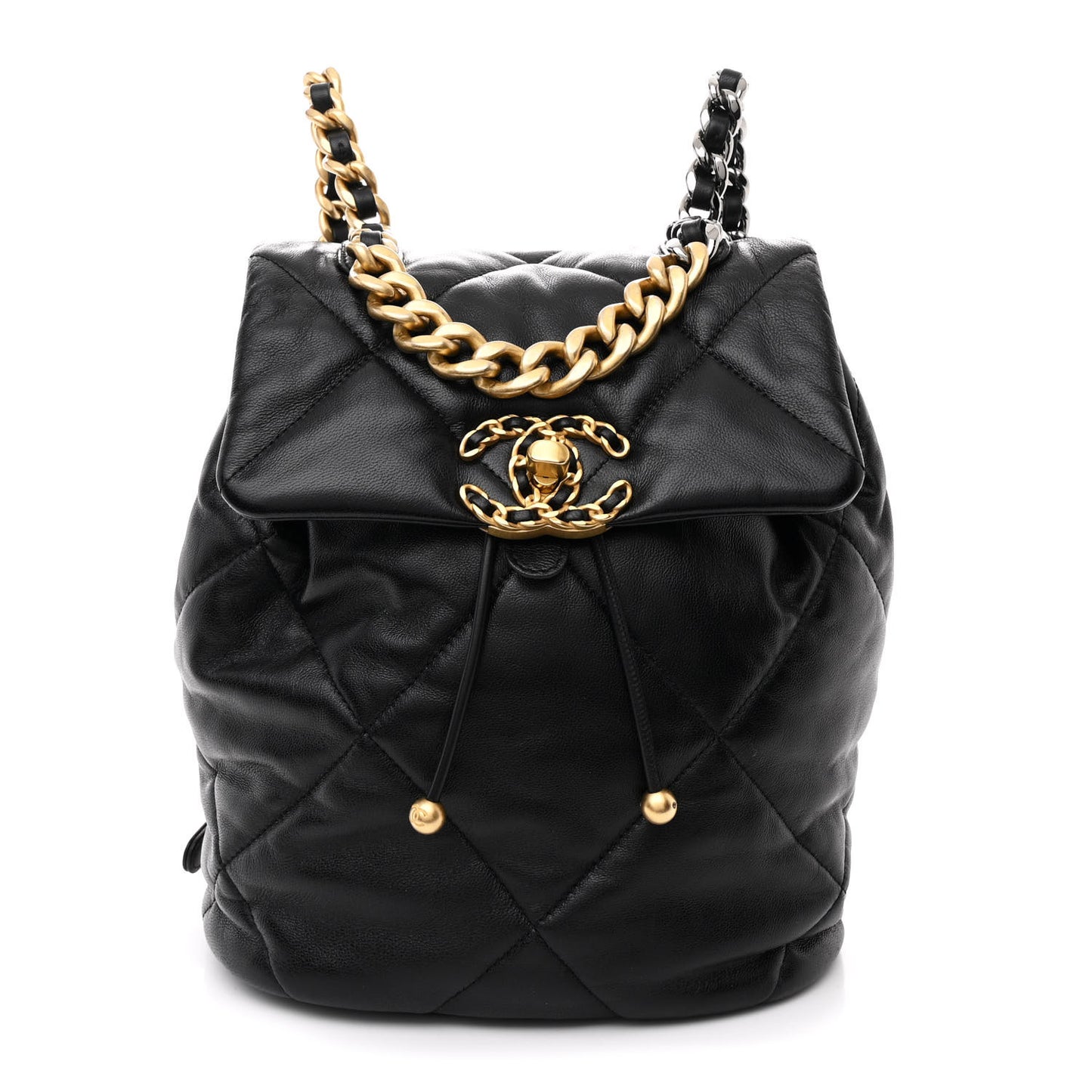 Lambskin Quilted Chanel 19 Backpack Black