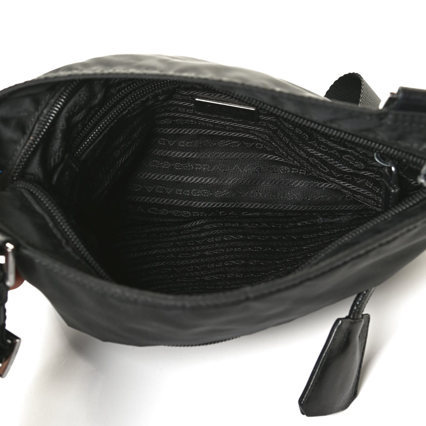 Tessuto Nylon Saffiano Flat Messenger Bag Black