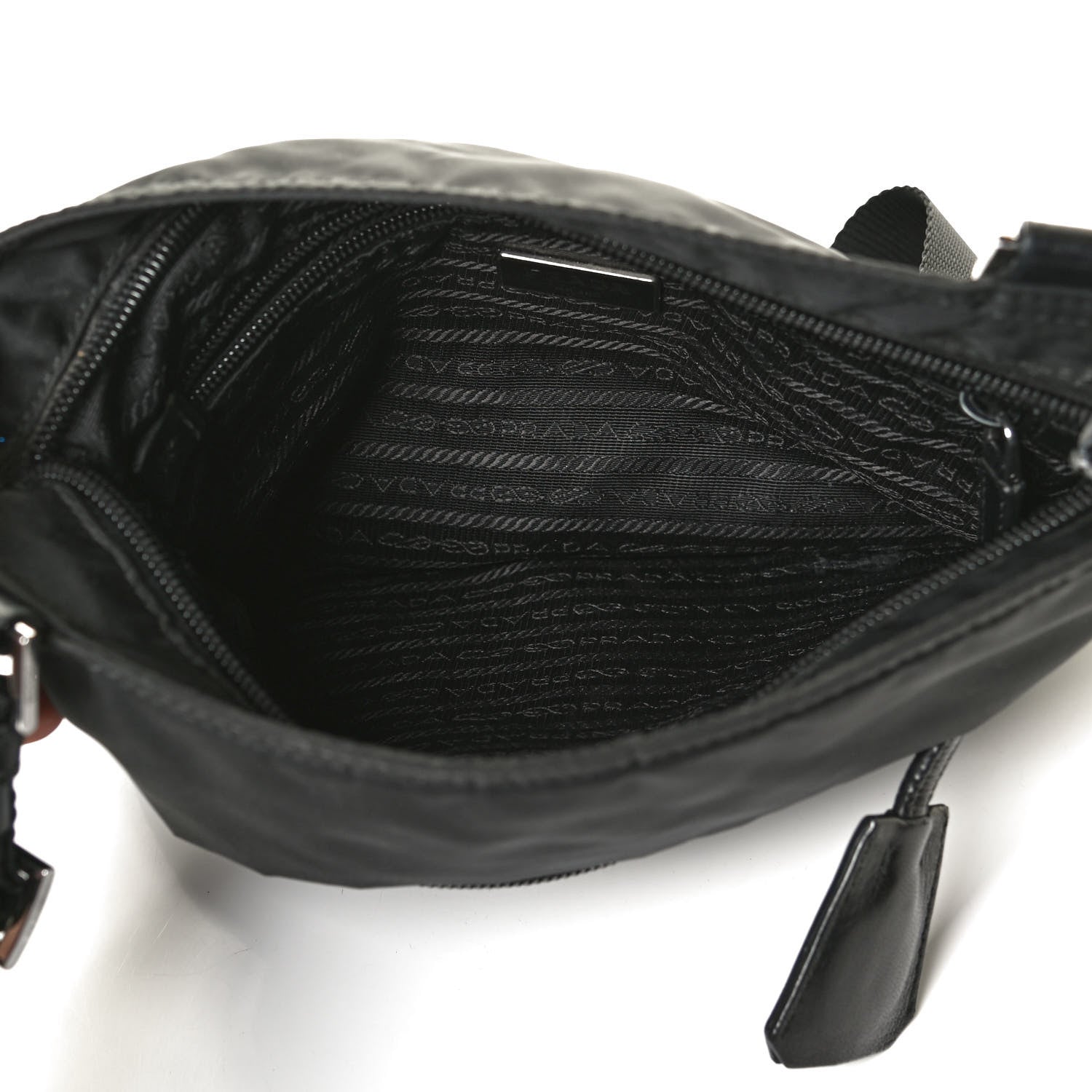 Prada Tessuto Nylon Saffiano Flat Messenger Bag Black 5 of 12