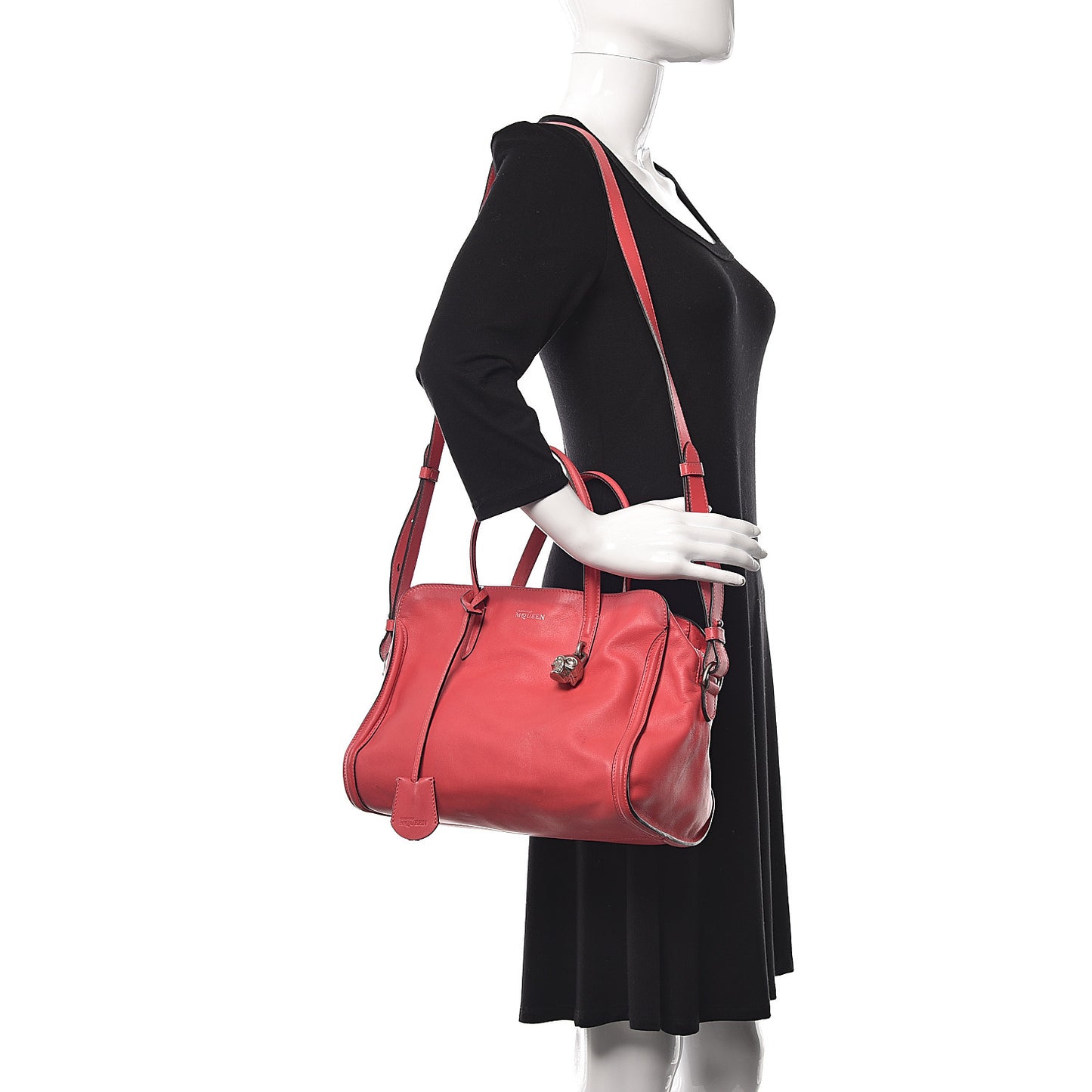 Calfskin Small Skull Padlock Zip Around Tote Pink
