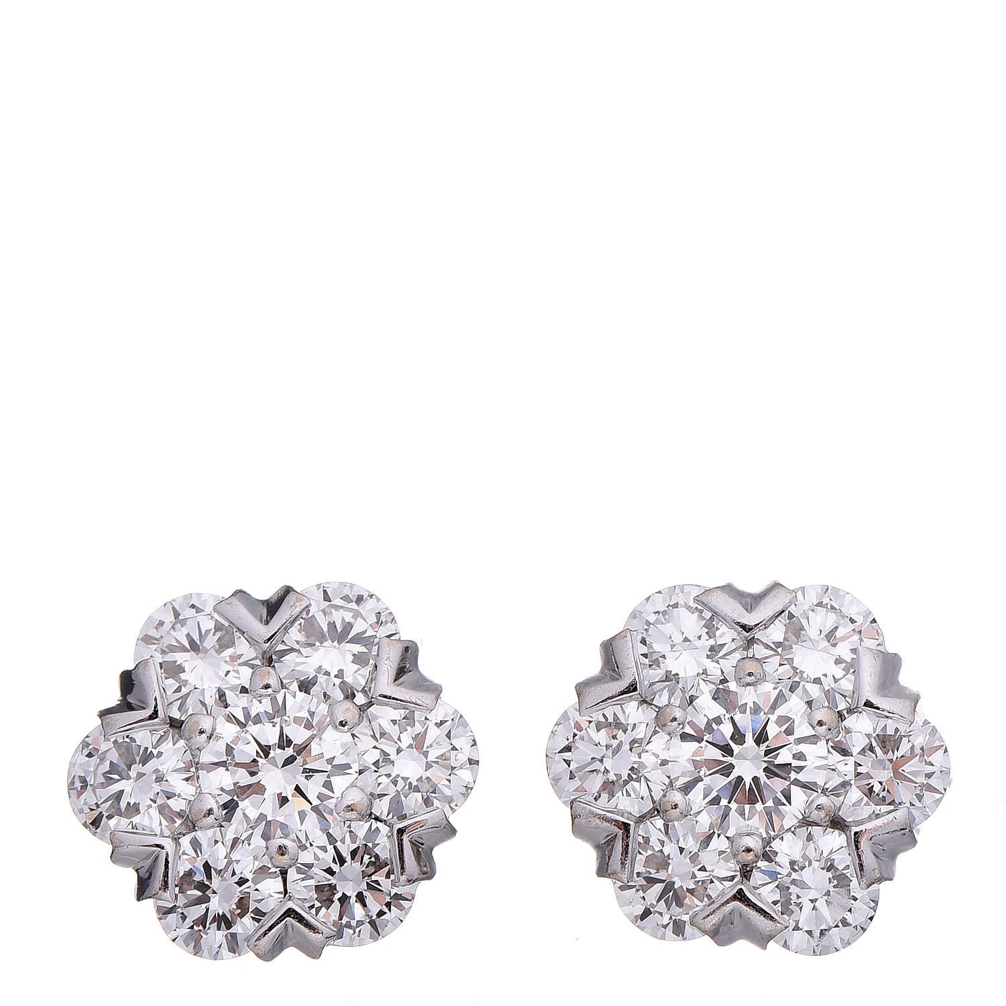 18K White Gold Diamond Fleurette Earrings