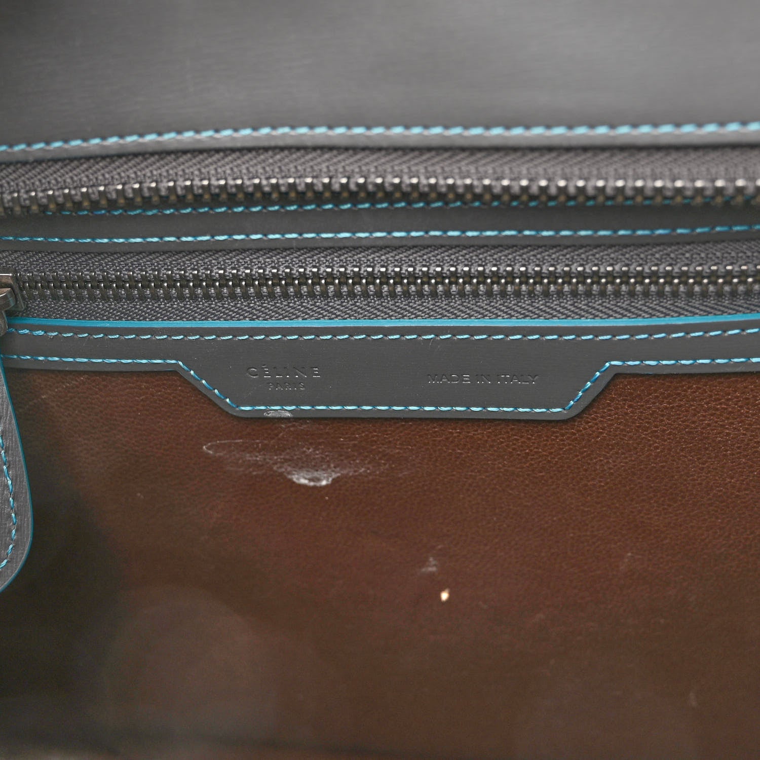 Celine Satin Debossed Calfskin Micro Luggage Anthracite 7 of 11