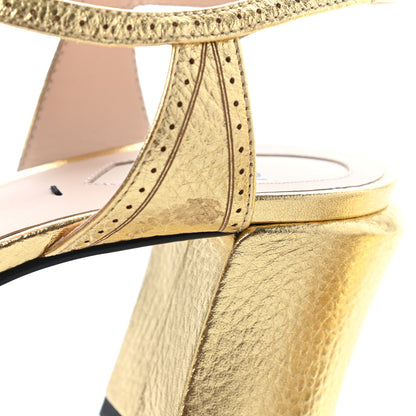Fendi Metallic Calfskin Chameleon Block Heel Pumps 38 Gold 9 of 11