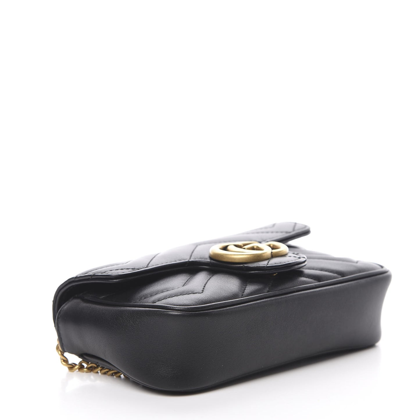 Calfskin Matelasse Super Mini GG Marmont Shoulder Bag Black