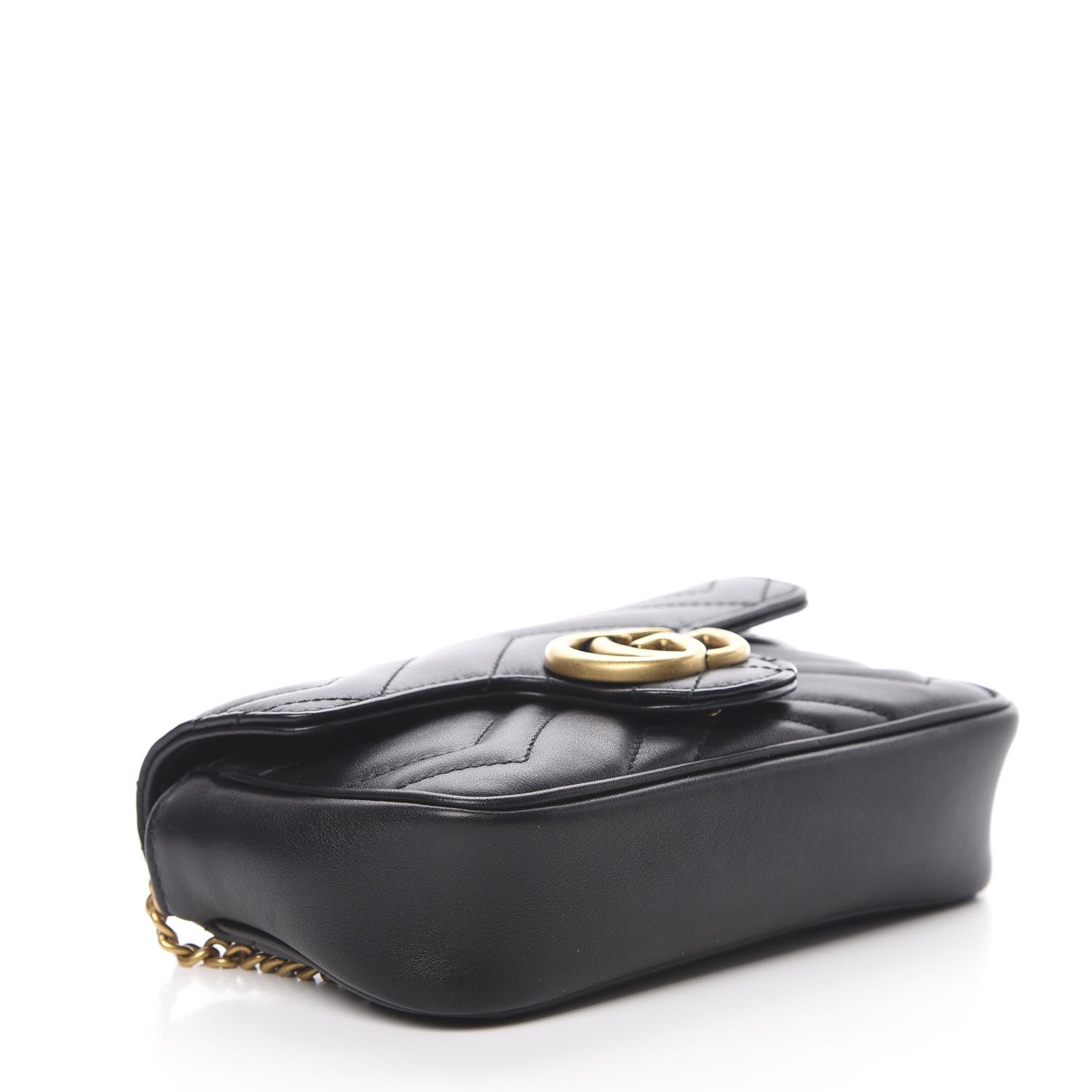 Gucci Calfskin Matelasse Super Mini GG Marmont Shoulder Bag Black 4 of 10