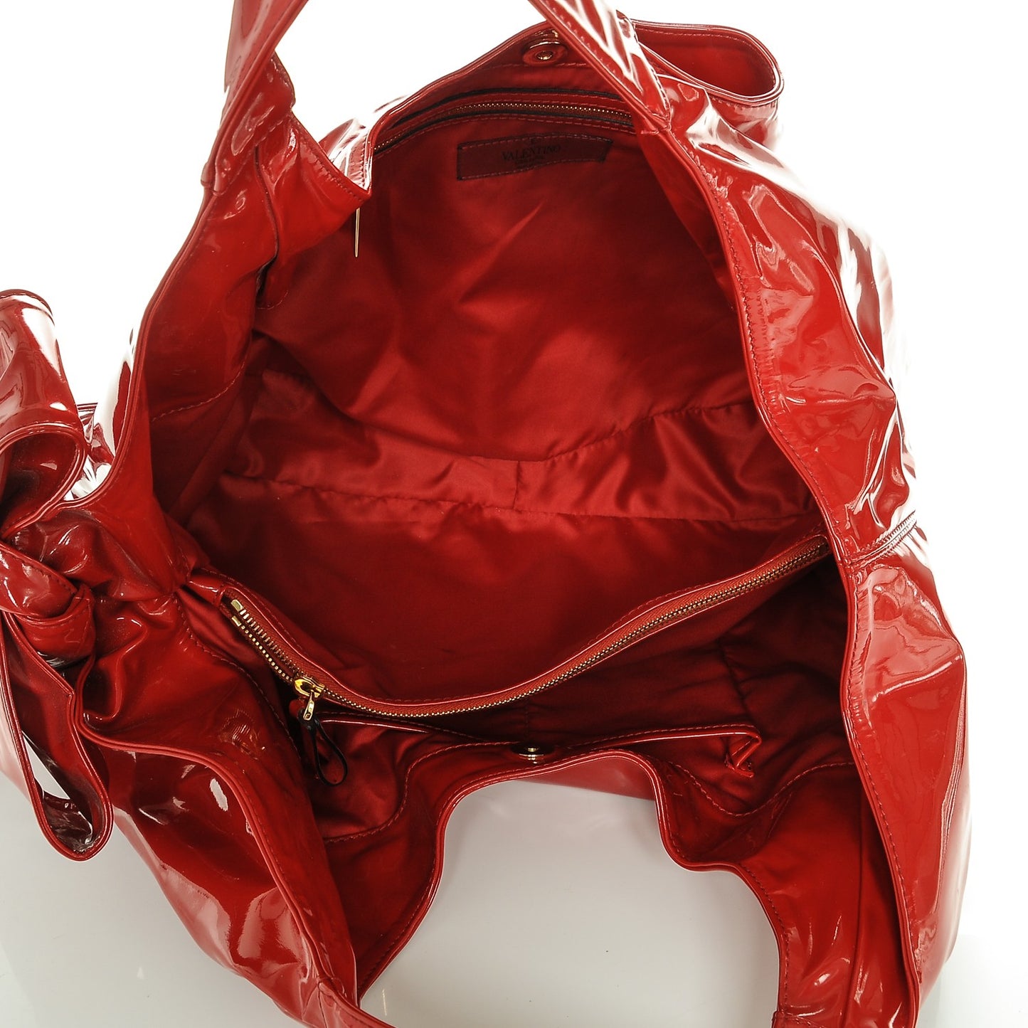 Patent Lacca Large Nuage Bow Hobo Red