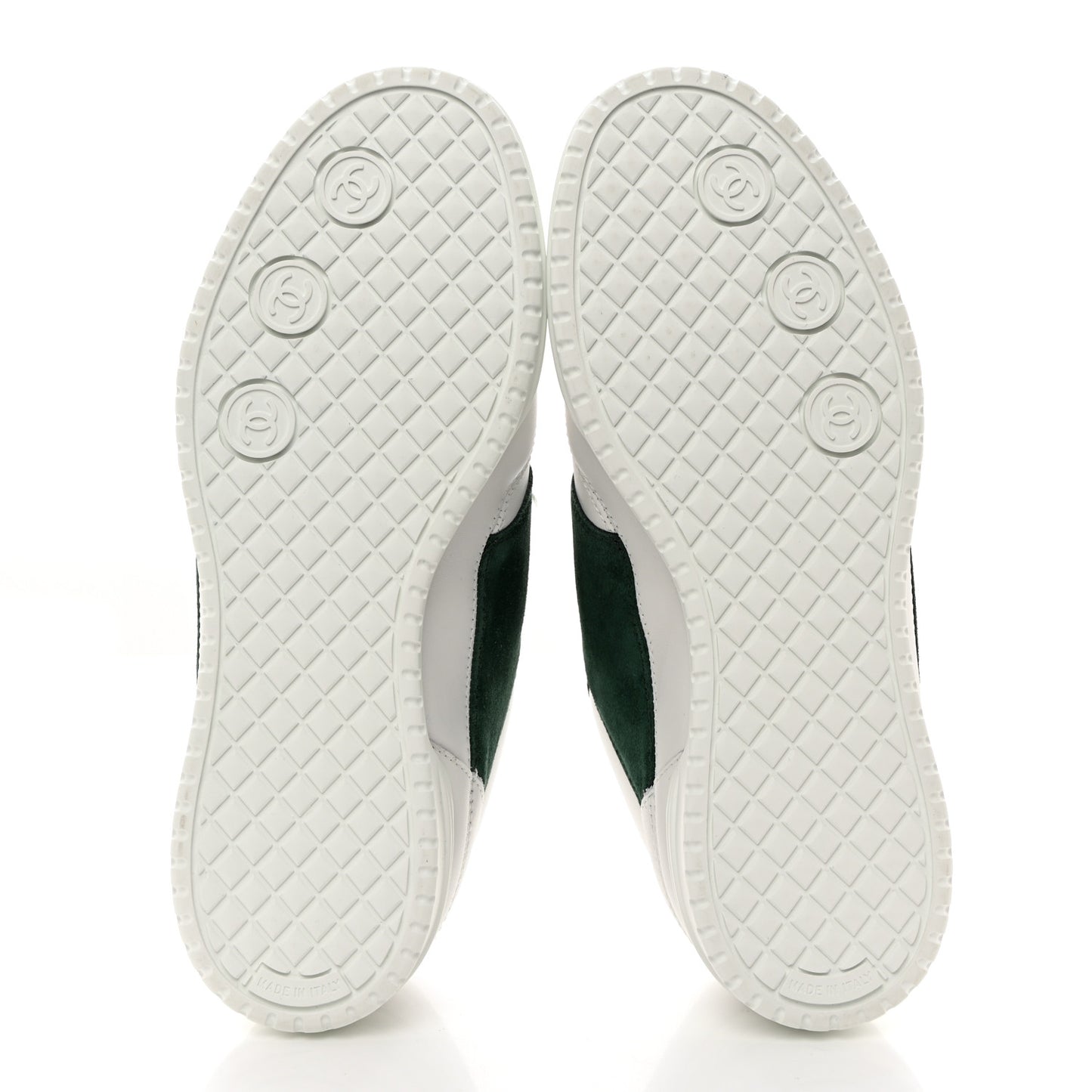 Calfskin Suede Calfskin Logo Womens Sneakers 37.5 White Dark Green