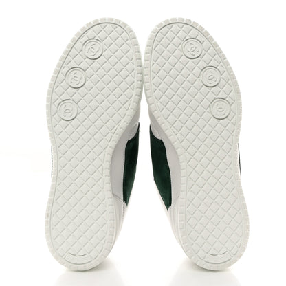 Chanel Calfskin Suede Calfskin Logo Womens Sneakers 37.5 White Dark Green 5 of 10