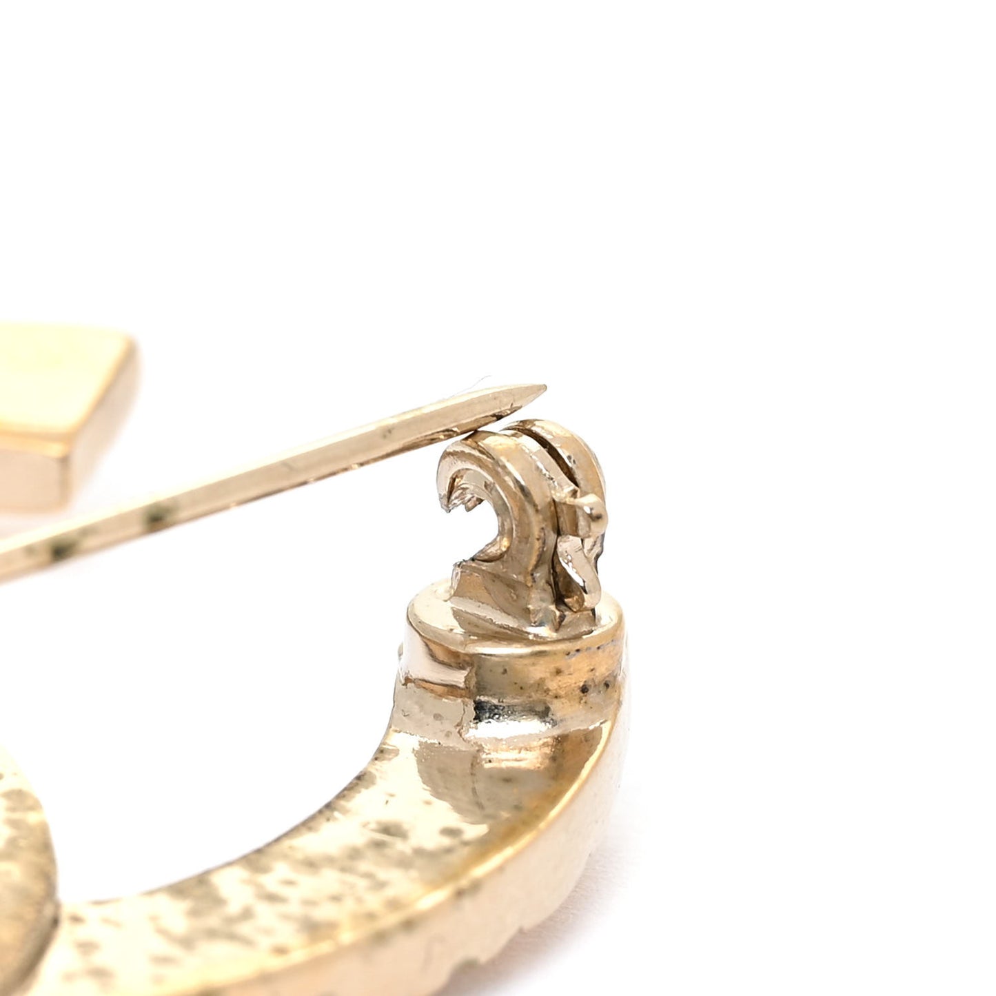 Baguette Crystal Quilted CC Brooch Gold